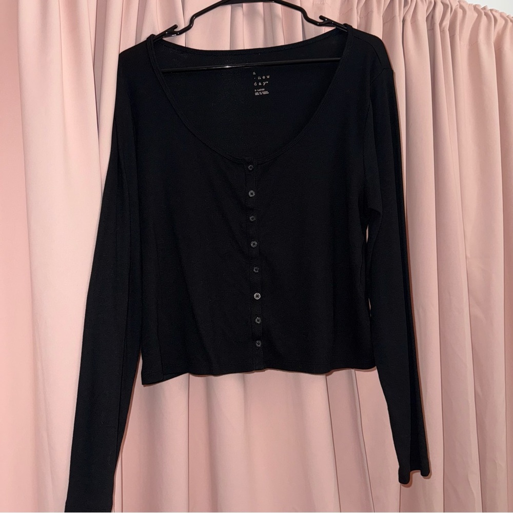 Women's Black Button-Up Top